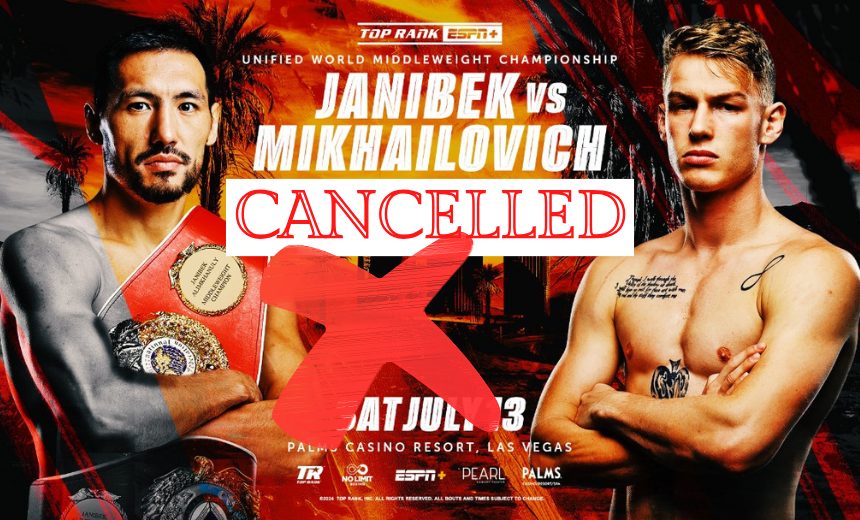 janibek alimkhanuly vs Andrei Mikhailovich cancelled what happened dehydration off