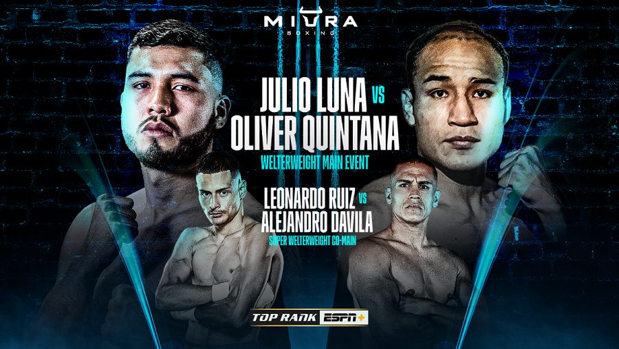 Julio Luna vs Oliver Quintana all-Mexican showdown headlines ESPN+ show on August 31