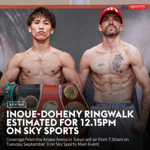 Naoya Inoue vs TJ Doheny ringwalk times