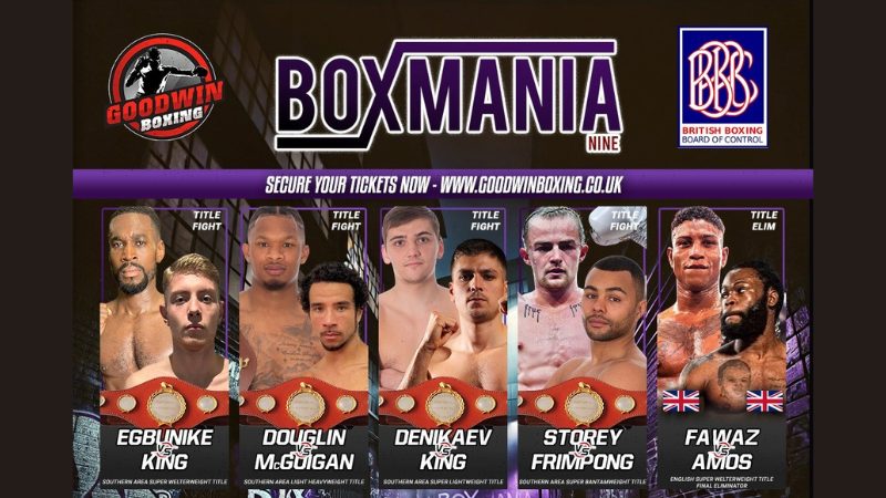 Box Mania 9 on October 12 at the York Hall will feature six title fights