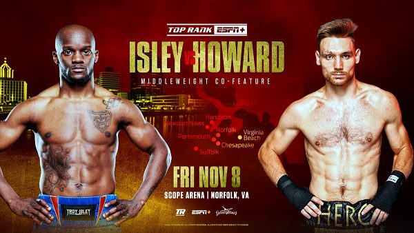 Brian Norman Jr. vs Derrieck Cuevas cancelled - Troy Isley vs Tyler Howard elevated to the co-feature on November 8